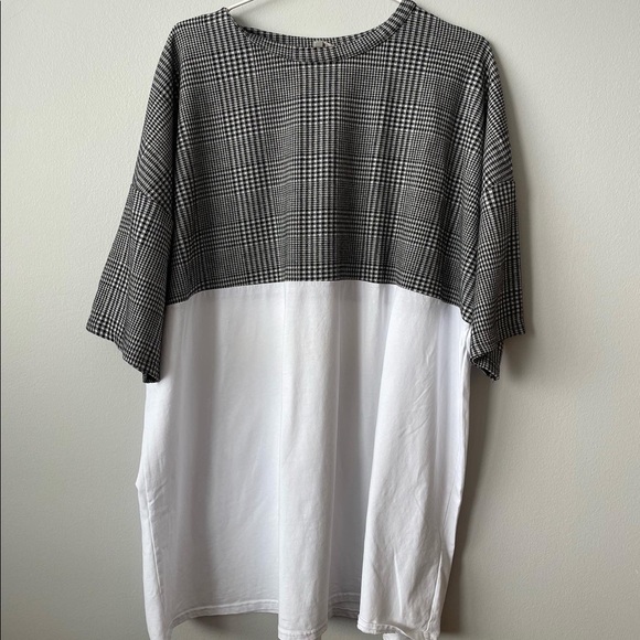 ASOS CURVE GINGHAM COLOR BLOCK TSHIRT DRESS - Picture 1 of 6